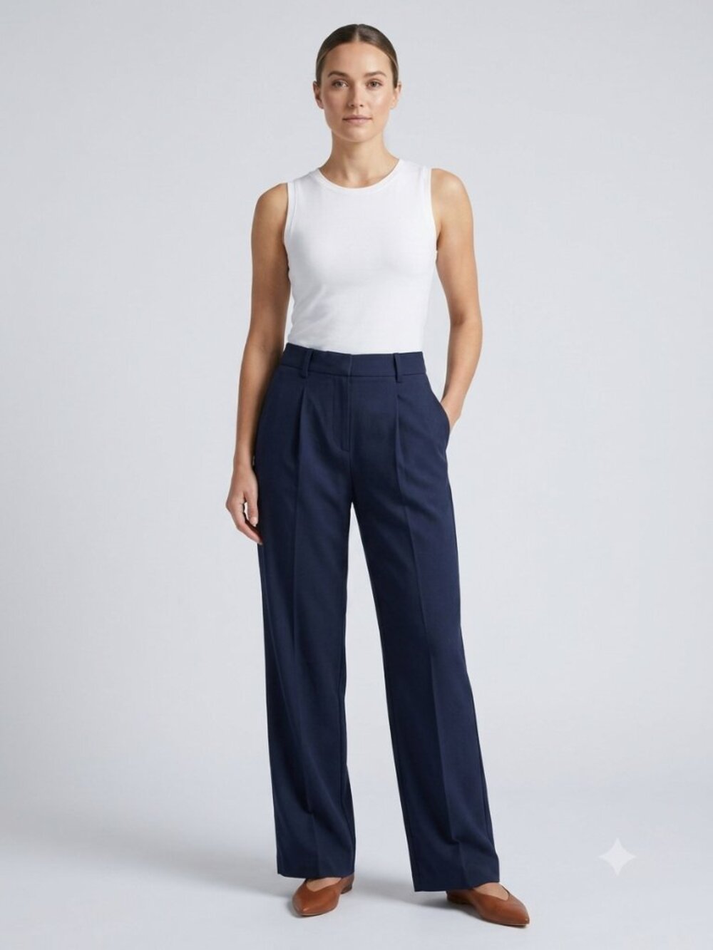 RHONE Commuter Pants Wide Leg Pleated Trousers Womens 4 Navy NWT